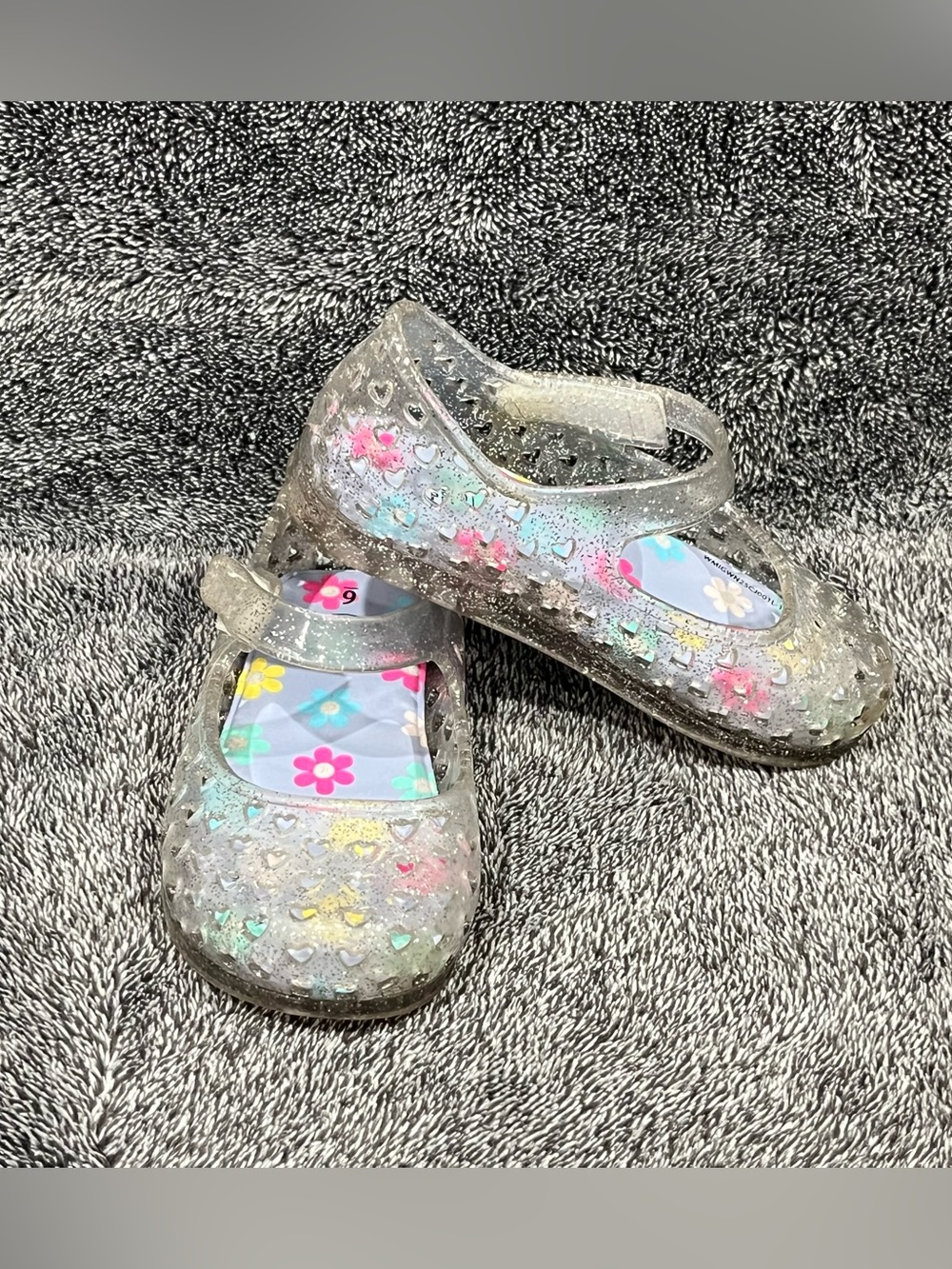 Wonder Nation jelly shoes clear glitter-infused for toddler girls size 6
